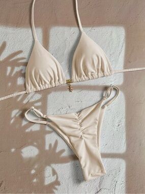 Cream Triangle Bikini Set - Women's Swim
